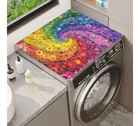 Anti-Slip Washer Or Dryer Top Mat Covers Kitchen Dish Drying Mat Plaid Alphabet Floral Sunflower Vintage Style Protector Covers Washing Machine Top Protector Dust-Proof Cover (Color 7,50x50cm)
