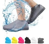 Anti-Slip Waterproof Shoe Covers, Unisex Non-Slip Water Resistant Overshoes Silicone Rubber Rain Shoe Cover, Reusable Non Slip Rubber Rain Shoe Cover Clear (Medium,Gray)