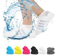 Anti-Slip Waterproof Shoe Covers, Unisex Non-Slip Water Resistant Overshoes Silicone Rubber Rain Shoe Cover, Reusable Non Slip Rubber Rain Shoe Cover Clear (Medium,White)