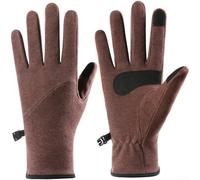 Anti Slip Winter Ski Gloves Liner with Self Heating Technology, Touchscreen Capability, and Reflective Details for Outdoor Safety (M Brown)