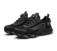 Anti-Smashing and Anti-Puncture Labor Insurance Shoes, Button-Down Laces Work Safety Shoes, Breathable Fly Weaving Labor Protection Shoes, Industrial Construction Shoes (Color : Black, Size : EU 44