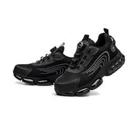 Anti-Smashing and Anti-Puncture Labor Insurance Shoes, Button-Down Laces Work Safety Shoes, Breathable Fly Weaving Labor Protection Shoes, Industrial Construction Shoes (Color : Black, Size : EU 41
