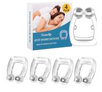 Anti Snore Nose Clips - 4 Pack Magnetic Silicone Snoring Devices for Men & Women - Reusable Nasal Dilator - Comfortable, Hygienic Sleep Aid for Quiet Night Relief