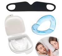 Anti Snoring Mouthpiece,2 PCS Snore Mouth Guard,Snoreeze Oral Device for Men and Women Prevents Teeth Grinding and Snoring,with Eye Mask Help You Sleep Well (White,Blue)