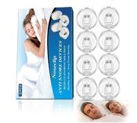 Anti Snoring Nasal Dilator 8 Pack Magnetic Nose Clip Silicone Sleep Aid Device Snore Stopper for Easy Breathing and Better Sleeping with Hygiene Storage Case Box for Men and Women Transparent