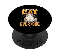 Anti Social Cat Not For Everyone Cat Lover PopSockets Adhesive PopGrip