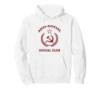 Anti-Social Club Russian USSR Soviet Union CCCP Communist Pullover Hoodie, Adult Unisex, White, Small