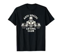 Anti Social Lifting Club Skull Barbell Gym Tee T-Shirt