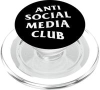Anti Social Media Club White Logo (Front + Back) PopSockets PopGrip for MagSafe