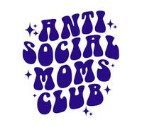 Anti Social Moms Club Retro Typography Mothers Day Quote mom Mama Mother Engraving Stickers 67.2x74.1cm Car Body Decoration DarkBlue