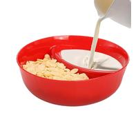 Anti-Soggy Cereal Bowl - Divided Anti-Soggy Snack Serving Dish - Serving Cracker Bowls Divided Platters, Sauce Dipping Dish, Soup and Sandwich Plate Combo, Bread Dipping