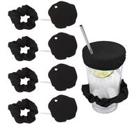 Anti-Spike Drink Cover Scrunchie Hair Band, Drink Lid Protector for Parties, Bars, Beach, and Evening Events(Black-4Pcs)