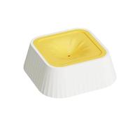 Anti-Spill & Anti-Tip Pet Slow Drinking Water Bowl with Floating Disk, Weighted Non-Slip Base Portable Square Water Feeder, Bloat-Preventing Slow Feeder for Dogs and Cats(Yellow,One Size)