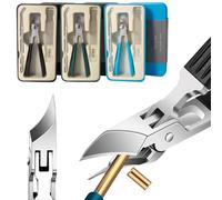 Anti-Splash 25° Slant Edge Nail Clipper 3-Piece Set, 2026 Upgraded Eagle Beak Beveled Nail Clippers, Wide Jaw for Thick & Ingrown Toenails, Edgy Curved Nail Clipper for Seniors (Mix 3pcs)