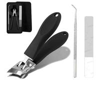 Anti-Splash 25° Slant Edge Nail Clipper 3-Piece Set, Wide Jaw Opening Anti-Splash Slanted Nail Clipper (Black)