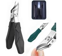 Anti-Splash Nail Clippers for Thick Nails, 25° Slant Edge Wide Jaw Toenail Cutter for Ingrown Nails, Heavy Duty Stainless Steel Manicure Pedicure Set for Seniors & Men (Black)