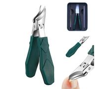 Anti-Splash Nail Clippers for Thick Nails, 25° Slant Edge Wide Jaw Toenail Cutter for Ingrown Nails, Heavy Duty Stainless Steel Manicure Pedicure Set for Seniors & Men (Green)