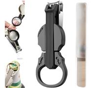 Anti-Splash Nail Clippers with Magnifying Glass, Unique Violin Shape Nail Trimmer & Nail File- Great as a Gift, 2-in-1 Nail Clipper and Bottle Opener, Detachable Design, Stainless Steel (Black)