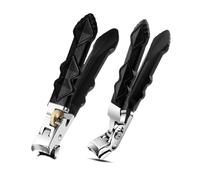 Anti-Splash Orthoclip Nail Clippers, Long Handled Toenail Clippers for Seniors, 6mm Opening for Thick Toenails, Sharp Wide Jaw Slanted Clipper, Ergonomic with Anti-Slip Grip (A+C)