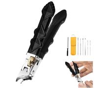 Anti-Splash Orthoclip Nail Clippers, Long Handled Toenail Clippers for Seniors, 6mm Opening for Thick Toenails, Sharp Wide Jaw Slanted Clipper, Ergonomic with Anti-Slip Grip (B)