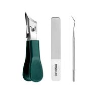Anti-Splash Slanted Nail Clipper for Thick Hard Toenails Dedicated Nail Clippers Portable Fingernail Trimmer Set Manicure Tool(Green Set)