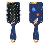 Anti Static Air Cushion Comb - A Hair Brush and Massage Comb for Wet or Dry Hair That Reduces Breakage and Frizz, Ideal for Detangling, Smoothing, and Blow-Drying, Cute Rocket - Planet