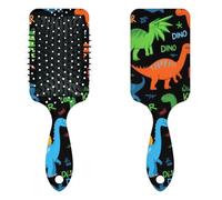 Anti Static Air Cushion Comb - A Hair Brush and Massage Comb for Wet or Dry Hair That Reduces Breakage and Frizz, Ideal for Detangling, Smoothing, and Blow-Drying, Colorful Cartoon Dinosaur