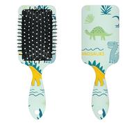 Anti Static Air Cushion Comb - A Hair Brush and Massage Comb for Wet or Dry Hair That Reduces Breakage and Frizz, Ideal for Detangling, Smoothing, and Blow-Drying, Playful Dinosaur - island