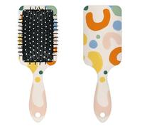 Anti Static Air Cushion Comb - A Hair Brush and Massage Comb for Wet or Dry Hair That Reduces Breakage and Frizz, Ideal for Detangling, Smoothing, and Blow-Drying, Colorful Irregular Graphic
