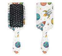 Anti Static Air Cushion Comb - A Hair Brush and Massage Comb for Wet or Dry Hair That Reduces Breakage and Frizz, Ideal for Detangling, Smoothing, and Blow-Drying, Cute Astronaut Planet