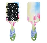 Anti Static Air Cushion Comb - A Hair Brush and Massage Comb for Wet or Dry Hair That Reduces Breakage and Frizz, Ideal for Detangling, Smoothing, and Blow-Drying, Healing Flower Field