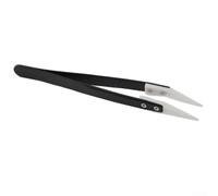 Anti-Static Ceramic Tweezers with Stainless Steel Body and Replaceable Tips, Anti-Magnetic, Heat Resistant, for Electronics and Mobile(Small Elbow)