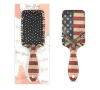 Anti-static Massage Hair Comb Air Cushion Hair Brush Retro American Flag Soldier Gun Square Scalp Massage Brush for Women Girls