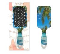 Anti-static Massage Hair Comb Air Cushion Hair Brush Tropical Palm Trees On Sunny Island Beach Scene Square Scalp Massage Brush for Women Girls