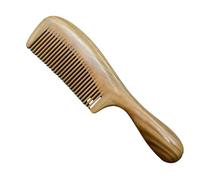 Anti-Static Tail Combs 1pc Natural Green Ebony Hair Comb 18.5cm Wide Tooth Massage Hairbrush For Curly Drum Handle Brush For Women For Medium To Thick Hair(18CM-narrow tooth)