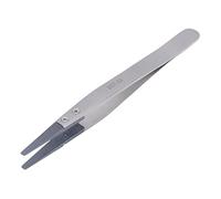 Anti Static Tweezers BST - 2A, ESD Safe Electronics Hand Tool with Flat Tip, Firm Clamping Precision Tweezers for Semiconductor Repair, Made of Stainless Steel and PPS Plastic