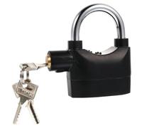 Anti-Theft Alarm Padlock with Key, Black Aluminum Alloy