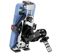 Anti-Theft Aluminum Alloy Motorcycle Fork Stem Phone Mount with Vibration Dampener & High-Speed Secure Lock, BRCOVAN One-Push Auto Lock & Quick Release Cell Phone Holder for 4.7''-7.2'' Cellphone