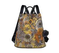 Anti Theft Backpack, Retro Vintage Sunflower Women Large Fashion Travel Shoulder Bag Purse Rucksack Lightweight