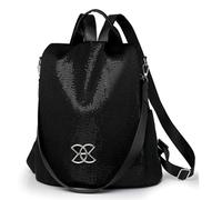 Anti-Theft Backpack - Shoulder Bag for Women Casual Package Portable | Fashion Bag Ready for Travel Multiple Compartments and Pockets, Secure Handbag for Shopping, Destruction, Black Sequins, Se