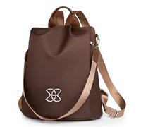 Anti Theft Backpack - Women's Bag | 12.6x6.3x14.57 Inch Lightweight Casual, Secure Chest Bag with Water Bottle Pocket for Women Commuter Travel City Shopping Use, Brown, se beskrivning, Unisex