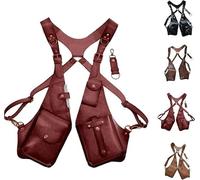 Anti-Theft Bag With Shoulder Harness, Holsters For Concealed Carry, Adjustable Pu Leather Strap Wallet(Red)