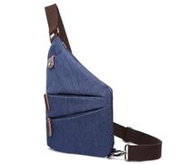 Anti-theft canvas messenger bag features multiple compartments and an adjustable shoulder strap, perfect for men and women, and is a casual messenger bag (Blue)