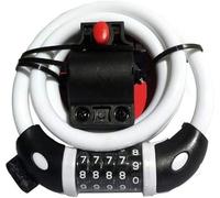 Anti-Theft Combination Bike Lock, with 5 Digit Code, White, Bicycle, Strong Safety Durable Secure Combination Coiling, Bike Cable, Lock, Outdoors, 1.2m Length,12mm Diameter