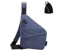 Anti Theft Crossbody Bag For Men,Multi-Pocket Crossbody Bag,Slim Sling Bag With Adjustable Strap, blue, Left shoulder