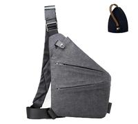 Anti Theft Crossbody Bag For Men,Multi-Pocket Crossbody Bag,Slim Sling Bag With Adjustable Strap, grey, Left shoulder