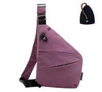 Anti Theft Crossbody Bag For Men,Multi-Pocket Crossbody Bag,Slim Sling Bag With Adjustable Strap, purple, Left shoulder