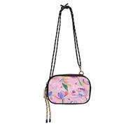 Anti Theft Crossbody Bag Men Waterproof with Credit Card Slots Mini Shoulder Bag Take a walk- Sweet Flamingo Yellow, Cartoon Flower Pink