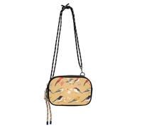 Anti Theft Crossbody Bag Men Waterproof with Credit Card Slots Mini Shoulder Bag Take a walk- Sweet Flamingo Yellow, Cartoon Cute Chimney Swift Birds Gold