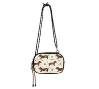 Anti Theft Crossbody Bag Men Waterproof with Credit Card Slots Mini Shoulder Bag Take a walk- Sweet Flamingo Yellow, Dashshund Dog Cute Brown Retro